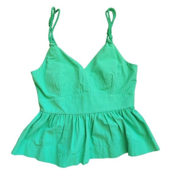 Lilly Pulitzer Crishna Peplum Top Womens 12 Linen Blend Coastal Resort Wear Gree - Picture 3 of 6
